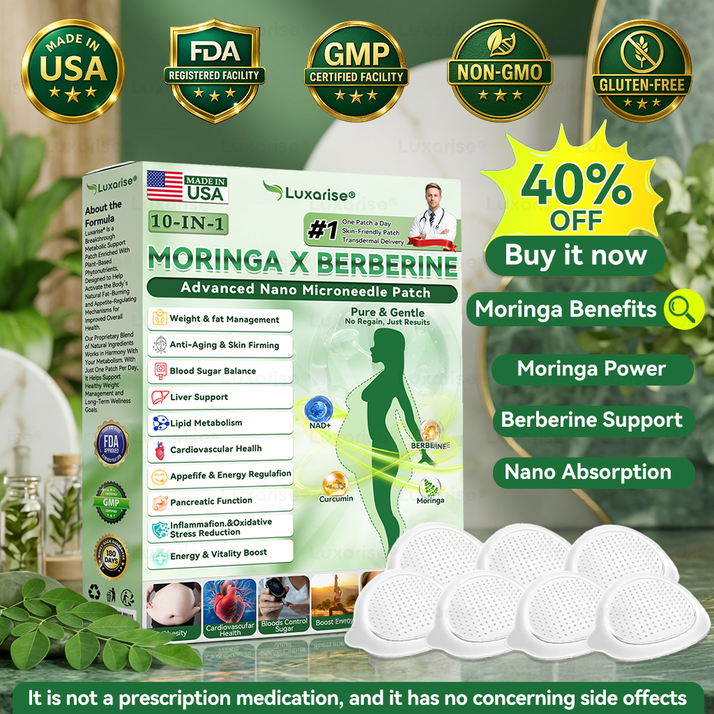 Službena trgovina | 👩‍⚕️Luxarise® Moringa i Berberin 10-u-1 napredni nano flaster s mikroiglama (jednom dnevno, vidljive promjene za 7 dana) ✅Pretilost, dijabetes, apneja u snu i problemi sa zglobovima🥦